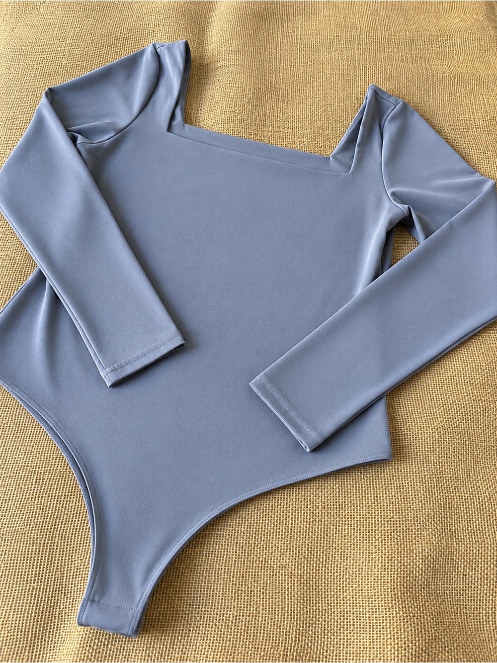 Women’s Long-Sleeve One-Piece Swimsuit in Gray